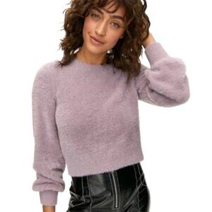 SUNDAY BEST  cute Purple fuzzy Crew Neck Sweater Size S